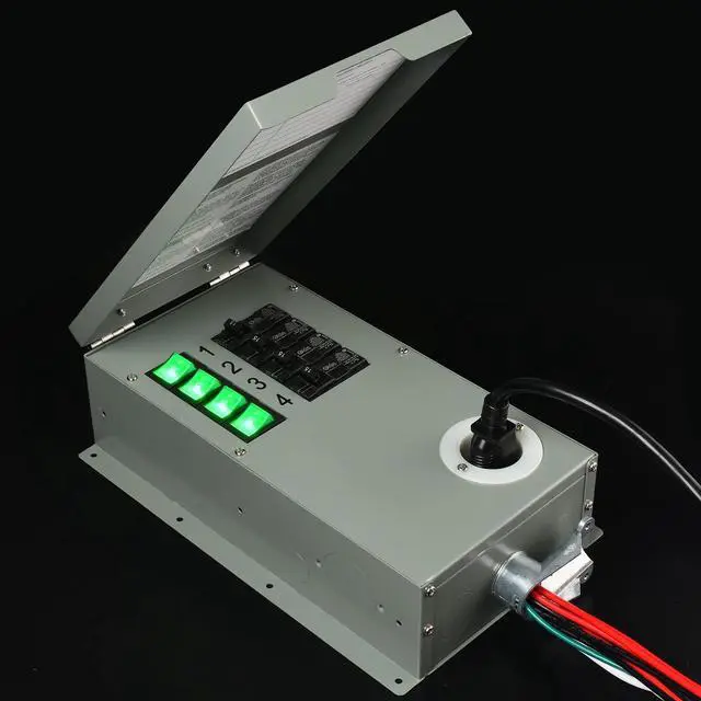 Alt view image 4 of 5 - Natures Generator Power Transfer Switch Kit 4 Circuits, 15Amps, Indoor Manual Switch, 10 Foot 3 x 14 AWG Power Cord for Generator to Connect Inhouse Breaker Panel