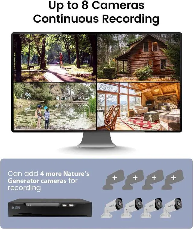 Alt view image 2 of 4 - Nature's Generator Powerhouse Security Camera System,one PoE NVR and 4 Nature's Generator Outdoor PoE Cameras