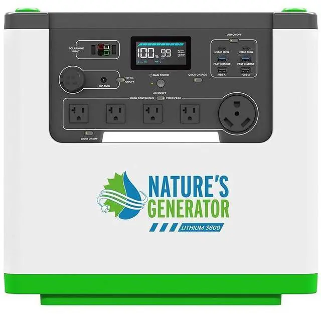 Main image of Nature's Generator 3072Wh  Lithium 3600W Portable Power Station with Advanced LiFePO4 Battery and Multi-Charging Options for Home and Outdoor Use