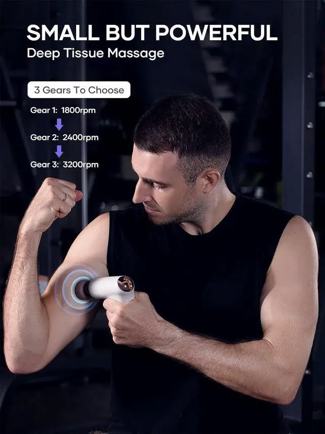 Alt view image 4 of 7 - Breo Lucky 7 Deep Tissue Massage Gun with Heat Massage Gun For Back Pain Neck and Shoulders For Athletes Runners Muscle Recovery Relaxation Small but Powerful