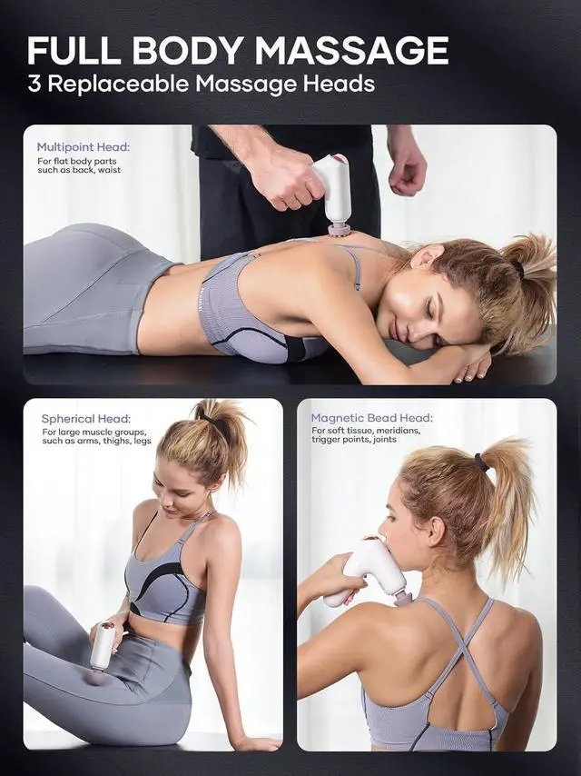 Alt view image 3 of 7 - Breo Lucky 7 Deep Tissue Massage Gun with Heat Massage Gun For Back Pain Neck and Shoulders For Athletes Runners Muscle Recovery Relaxation Small but Powerful
