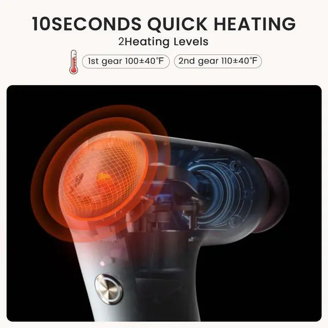 Alt view image 6 of 7 - Breo Lucky 7 Deep Tissue Massage Gun with Heat Massage Gun For Back Pain Neck and Shoulders For Athletes Runners Muscle Recovery Relaxation Small but Powerful
