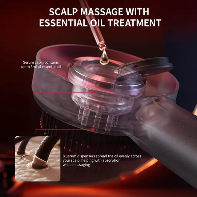Alt view image 5 of 7 - Breo Scalp3 Scalp Massager Comb Anti Hair Loss Scalp Massaging brush Hair Growth Care Scalp Hair Therapy Scalp Reduction Redlight Infrared Therapy Head Massager Grey