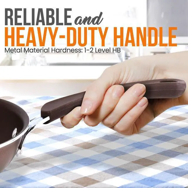 Alt view image 3 of 7 - NutriChef 12" Ceramic Nonstick Large Fry Pan - NCCW14SBRLFP - Brown