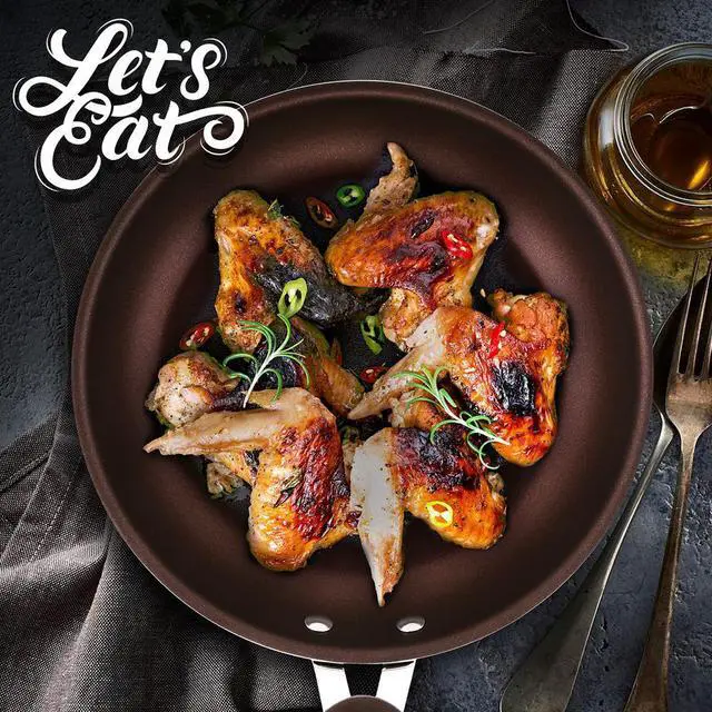 Alt view image 6 of 7 - NutriChef 12" Ceramic Nonstick Large Fry Pan - NCCW14SBRLFP - Brown