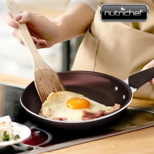 Alt view image 7 of 7 - NutriChef 12" Ceramic Nonstick Large Fry Pan - NCCW14SBRLFP - Brown
