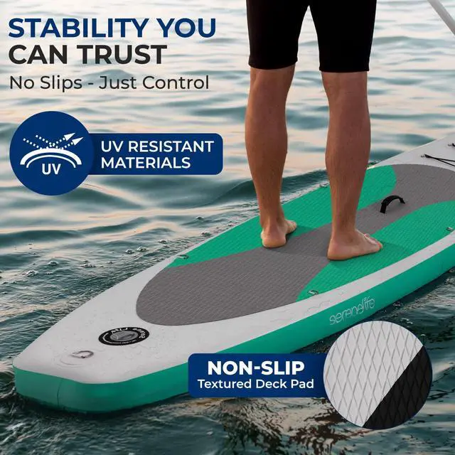 Alt view image 4 of 5 - SereneLife Inflatable Stand Up Paddle Board with Premium SUP Accessories, Wide Stable Design, Non-Slip EVA Deck Pad for Youth and Adults
