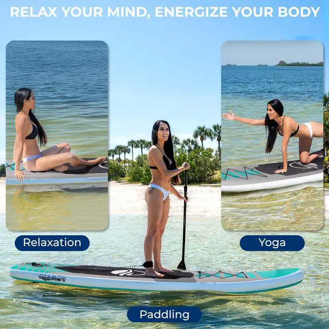 Alt view image 2 of 5 - SereneLife 10 Inflatable Stand Up Paddle Board with Premium SUP Accessories, 32 Wide Stable Design, Non-Slip EVA Deck Pad for Adults, 275 lbs. Capacity
