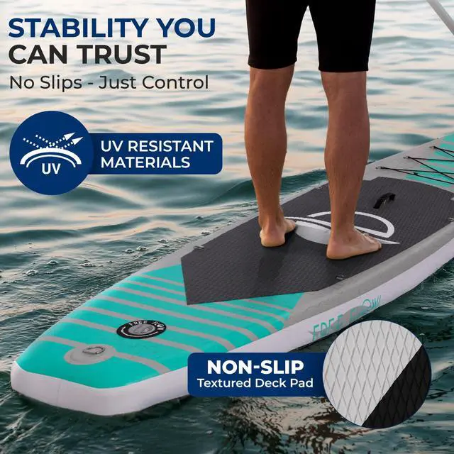 Alt view image 4 of 5 - SereneLife 10 Inflatable Stand Up Paddle Board with Premium SUP Accessories, 32 Wide Stable Design, Non-Slip EVA Deck Pad for Adults, 275 lbs. Capacity