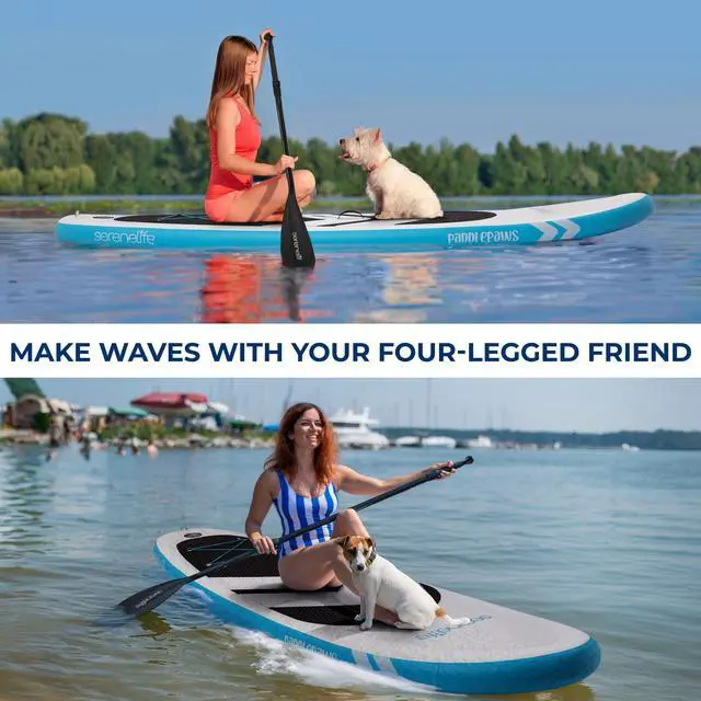 Alt view image 2 of 5 - SereneLife 11 Inflatable SUP - Pet-Friendly Stand-Up Paddle Board for Adults and Pet Ride Alongs - 33 Wide Stable Design with Non-Slip EVA Deck Pad, Premium SUP Accessories, 440 lbs. Capacity