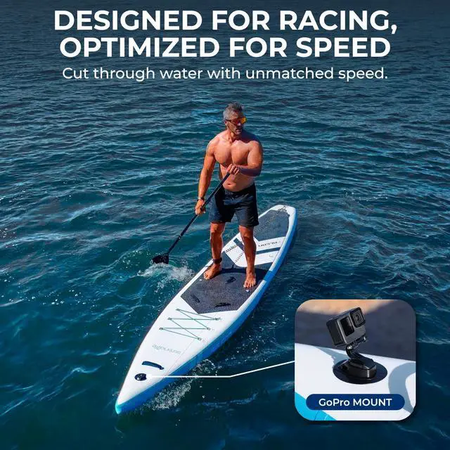 Alt view image 2 of 5 - SereneLife 14 Inflatable Stand Up Paddle Board for Racing - 28 Narrow Design for Expert Paddlers with Non-Slip EVA Deck Pad, Includes Premium SUP Accessories and GoPro Mount, for Youth and Adults