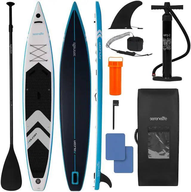 Main image of SereneLife 14 Inflatable Stand Up Paddle Board for Racing - 28 Narrow Design for Expert Paddlers with Non-Slip EVA Deck Pad, Includes Premium SUP Accessories and GoPro Mount, for Youth and Adults