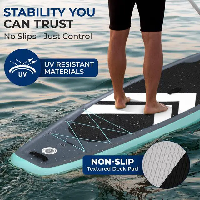 Alt view image 4 of 5 - SereneLife 11 Inflatable Stand Up Paddle Board with Premium SUP Accessories - 32 Wide Stable Design with Non-Slip EVA Deck Pad for Youth and Adults, 350 lbs. Capacity
