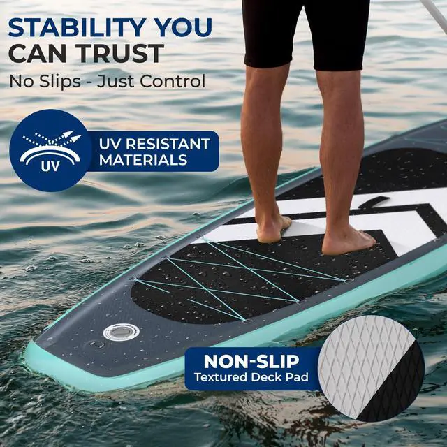 Alt view image 4 of 5 - SereneLife 106 Inflatable Stand Up Paddle Board with Premium SUP Accessories - 33 Wide Stable Design with Non-Slip EVA Deck Pad for Youth and Adults, 350 lbs. Capacity