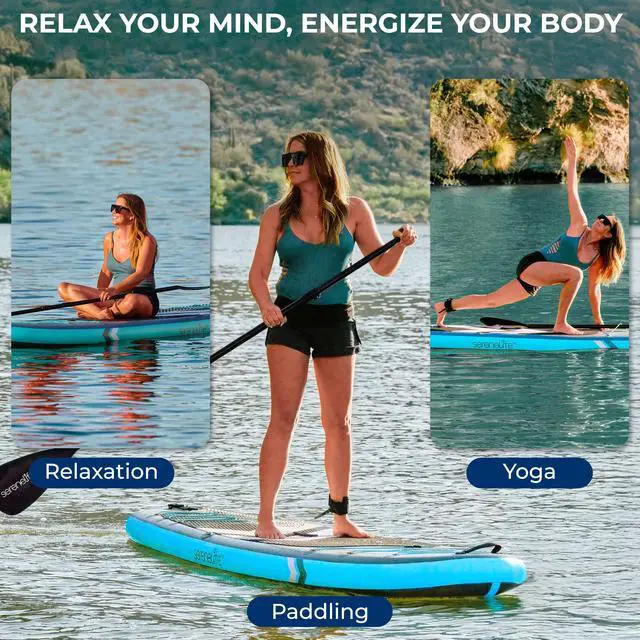 Alt view image 2 of 5 - SereneLife 106 Inflatable Stand Up Paddle Board with Premium SUP Accessories - 33 Wide Stable Design with Non-Slip EVA Deck Pad for Youth and Adults, 350 lbs. Capacity