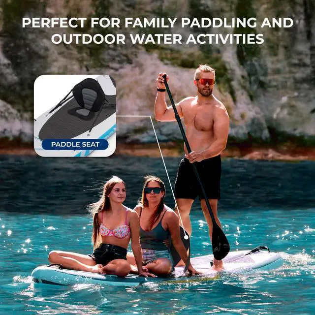 Alt view image 7 of 7 - SereneLife 122 Inflatable SUP - Family Stand Up Paddle Board for 2 Adults and One Child - 34 Wide Stable Design with Non-Slip EVA Deck Pad, Premium SUP Accessories, 450 lbs. Capacity