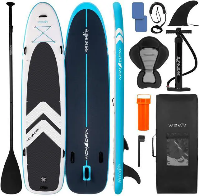 Alt view image 6 of 7 - SereneLife 122 Inflatable SUP - Family Stand Up Paddle Board for 2 Adults and One Child - 34 Wide Stable Design with Non-Slip EVA Deck Pad, Premium SUP Accessories, 450 lbs. Capacity