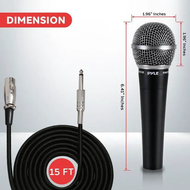 Alt view image 2 of 7 - Pyle Professional Dynamic Microphone - 8-Pack Unidirectional Handheld Mic with Built-in Pop Filter, High Signal Output, 15 ft. XLR Audio Cable, Ideal for Stage, Karaoke & Studio Performances
