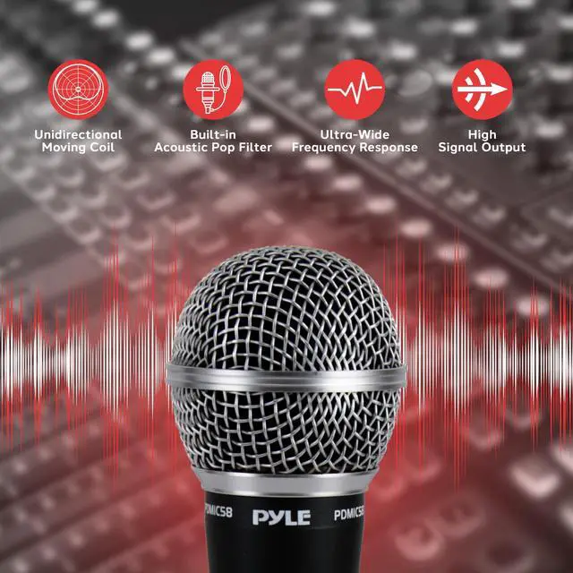 Alt view image 3 of 7 - Pyle Professional Dynamic Microphone - 8-Pack Unidirectional Handheld Mic with Built-in Pop Filter, High Signal Output, 15 ft. XLR Audio Cable, Ideal for Stage, Karaoke & Studio Performances