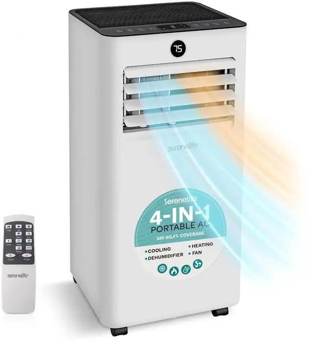Main image of SereneLife SLPACHT82 Portable Air Conditioner & Heater-8000 BTU (Ashrae) Compact Home A/C Unit with Cooling and Heating, Includes Window Mount Kit (White)
