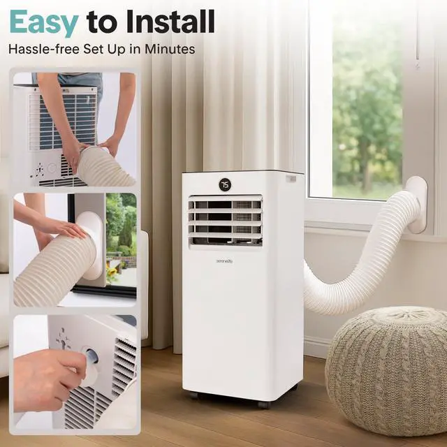 Alt view image 5 of 5 - SereneLife SLPACHT102 Portable Air Conditioner & Heater-1000 BTU (Ashrae) Compact Home A/C Unit with Cooling and Heating, Includes Window Mount Kit (Gray)
