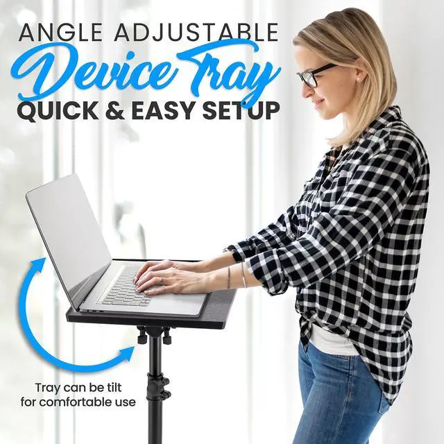 Alt view image 5 of 5 - Pyle Universal Laptop Projector Tripod Stand - 2 Pcs Computer, Book, DJ Equipment Holder Mount Height Adjustable Up to 50 Inches w/ 20'' x 16'' Plate Size - Perfect for Stage or Studio Use PLPTS3X2