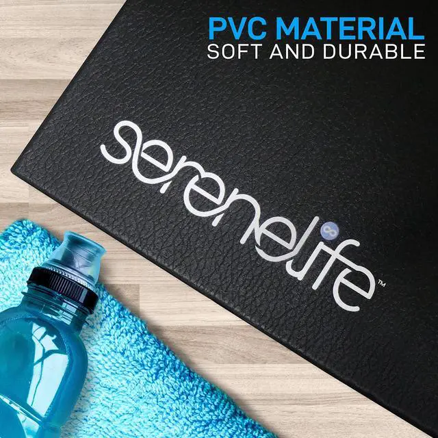 Alt view image 3 of 5 - SereneLife Premium Portable Fitness Exercise Mat - 30" x 60" Non-Slip Gym Training Equipment Floor Protection - Yoga, Workout, Jump Rope - for Small Treadmill, Elliptical, Bike, Bench, Power Rack