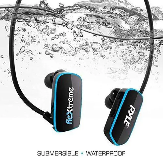 Alt view image 3 of 5 - Pyle Flextreme Waterproof Sports Wearable MP3 Headset Music Player 8GB Underwater Swimming Jogging Walking Gym Earphones Earbuds Rechargeable Comfortable Flexible Headphones USB Connection (PSWP14BK)