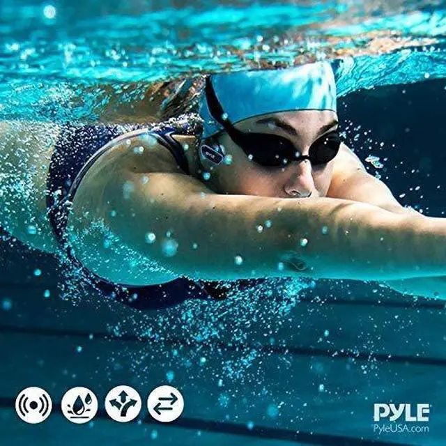 Alt view image 5 of 5 - Pyle Flextreme Waterproof Sports Wearable MP3 Headset Music Player 8GB Underwater Swimming Jogging Walking Gym Earphones Earbuds Rechargeable Comfortable Flexible Headphones USB Connection (PSWP14BK)