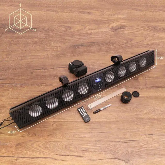 Alt view image 7 of 7 - Pyle 46" Wireless BT Sound Bar Speaker System w/ AUX, USB, RGB Lights, Remote Control, 8 x 30 Watts (Marine/ATV/UTV Waterproof)