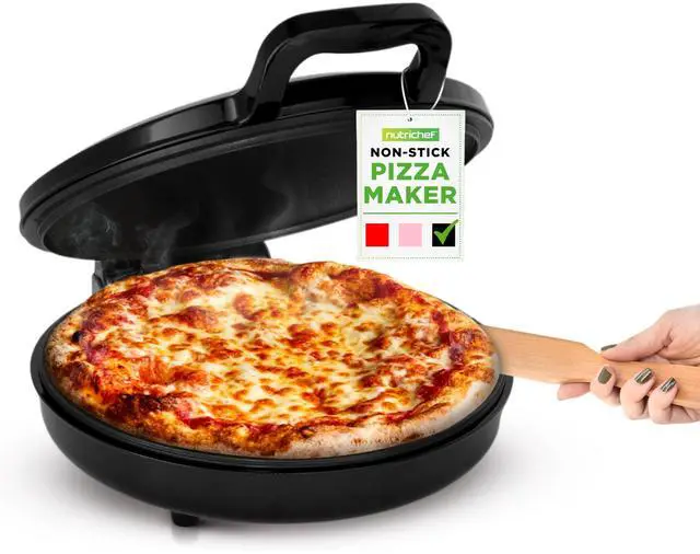 Main image of NutriChef Countertop Pizza Maker | 1500W Non-Stick Electric Pizza Cooker | Make 12" Personal Pizzas, Eggs, Toast & More | Cool-Touch Handles, Compact & Space-Saving | Temp Range 175-400°F | Black