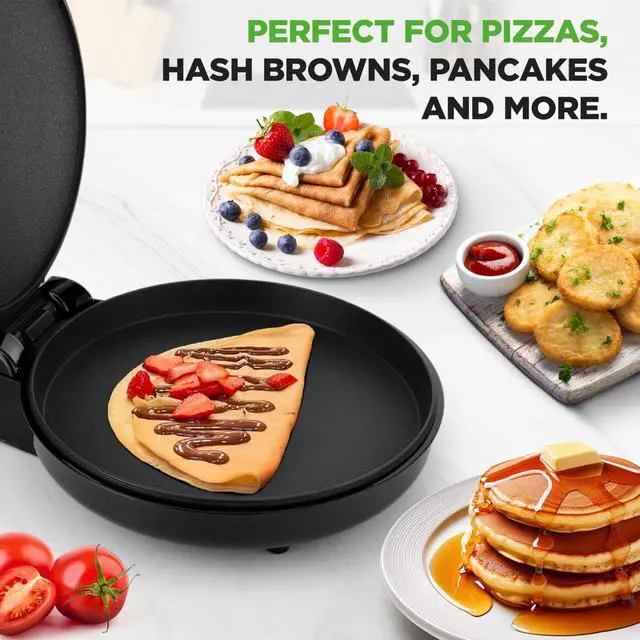 Alt view image 4 of 5 - NutriChef Countertop Pizza Maker | 1500W Non-Stick Electric Pizza Cooker | Make 12" Personal Pizzas, Eggs, Toast & More | Cool-Touch Handles, Compact & Space-Saving | Temp Range 175-400°F | Black