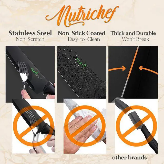 Alt view image 3 of 5 - NutriChef 7 Piece Kitchen Knife Set - Stainless Steel Kitchen Precision Knives Set w/ 5 Knives & Bonus Sharpener, Acrylic Block Stand - Cutting Slicing, Chopping, Dicing NCKNS7X