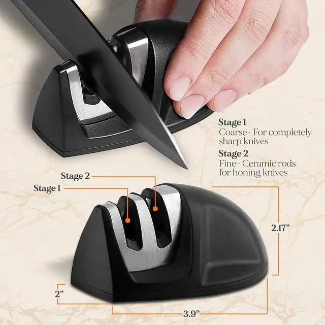 Alt view image 4 of 5 - NutriChef 7 Piece Kitchen Knife Set - Stainless Steel Kitchen Precision Knives Set w/ 5 Knives & Bonus Sharpener, Acrylic Block Stand - Cutting Slicing, Chopping, Dicing NCKNS7X