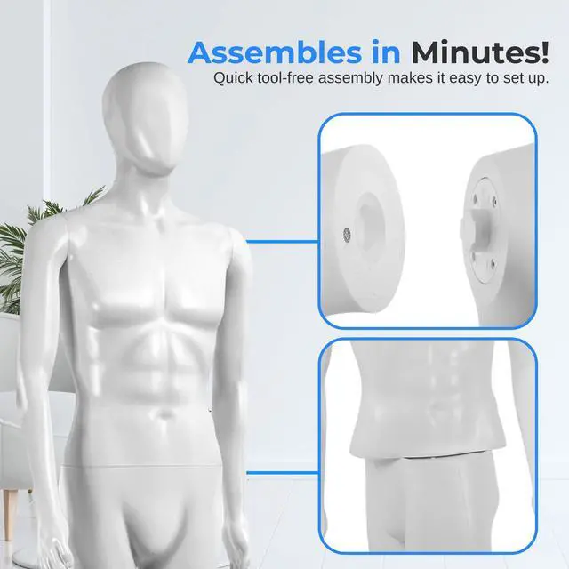 Alt view image 4 of 5 - SereneLife 73" Tall Full-Body Male Mannequin With Adjustable Head, Flexible Limbs And Detachable Design, Perfect For Clothing Stores, Boutiques, Exhibitions And More