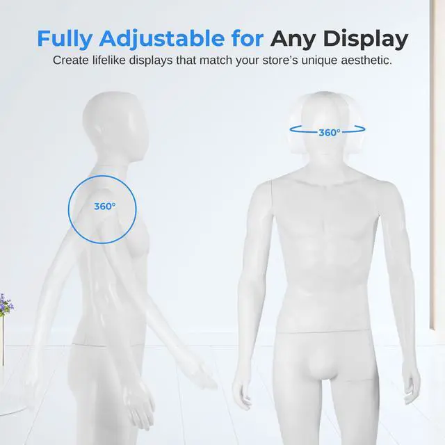 Alt view image 3 of 5 - SereneLife 73" Tall Full-Body Male Mannequin With Adjustable Head, Flexible Limbs And Detachable Design, Perfect For Clothing Stores, Boutiques, Exhibitions And More