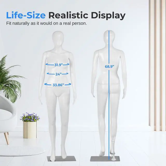 Alt view image 2 of 5 - SereneLife 68.9" Female Mannequin Full Body Dress Form  Realistic Manaquins Body with Adjustable Arms Legs & Rotating Head  Detachable Torso Stand for Sewing Fashion Display Boutique or Retail Use