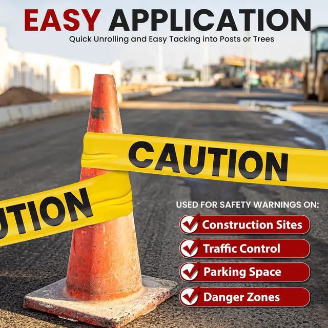 Alt view image 4 of 5 - Pyle 12 Pieces Yellow Caution Tape Set - 656 Foot Long Tape Roll Suitable for a Wide Range of Applications, Including Roadworks, Events, and Hazardous Areas