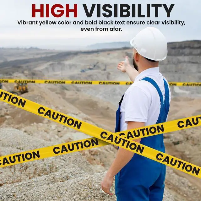 Alt view image 3 of 7 - Pyle 4 Pieces Safety Yellow Caution Tape Set - 656 Feet, Black and Yellow, Waterproof and UV-Resistant, Ideal for Construction Zones and Hazardous Areas