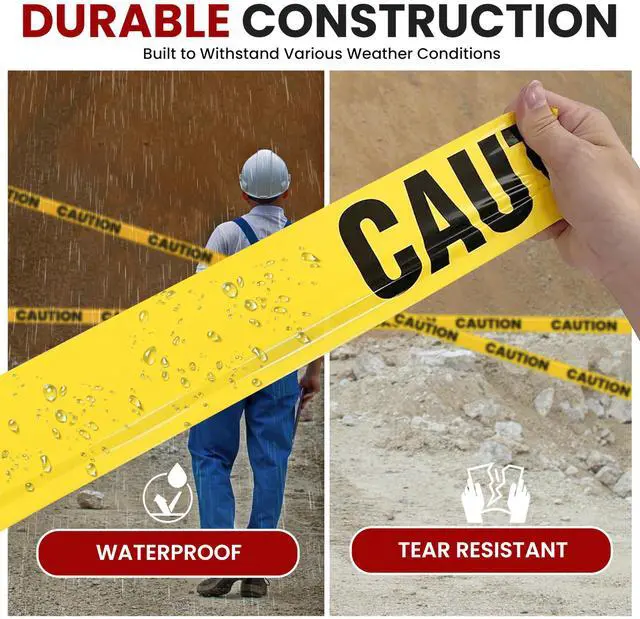 Alt view image 5 of 5 - Pyle 12 Pieces Yellow Caution Tape Set - 656 Foot Long Tape Roll Suitable for a Wide Range of Applications, Including Roadworks, Events, and Hazardous Areas