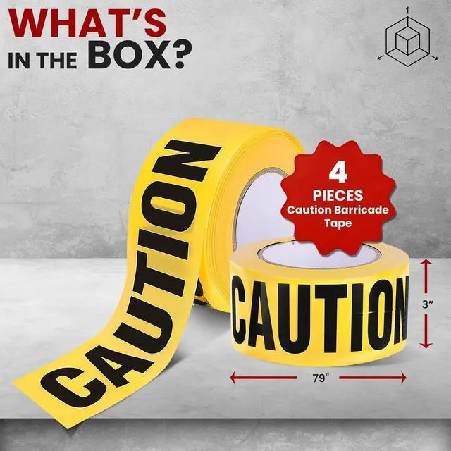 Alt view image 7 of 7 - Pyle 4 Pieces Safety Yellow Caution Tape Set - 656 Feet, Black and Yellow, Waterproof and UV-Resistant, Ideal for Construction Zones and Hazardous Areas