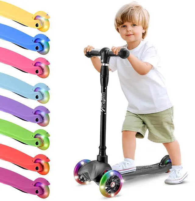 Main image of Hurtle Mini Kickboard Scooter for Kids - Height Adjustable 25''-28'', Lightweight 3-Wheels with LED Light-up, Anti-Slip,Indoor/Outdoor Fun, Micro-Scooter for Ages 2-5