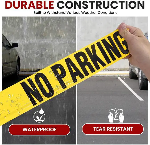 Alt view image 5 of 5 - Pyle 8 Pieces Safety Yellow No Parking Barricade Tape Set - 656 Foot Long Tape Roll Suitable for a Wide Range of Applications, Including Roadworks, Events, and Hazardous Areas