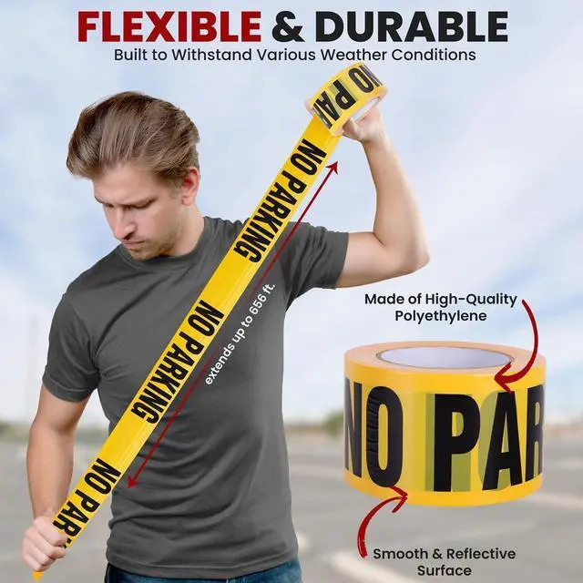 Alt view image 2 of 7 - Pyle 4 Pieces Yellow Caution Do Not Enter Barricade Tape Set - 656 Feet, Black and Yellow, Waterproof and UV-Resistant, Ideal for Roadworks, Events, and Hazardous Areas