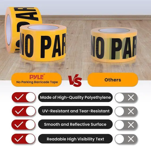 Alt view image 6 of 7 - Pyle 4 Pieces Yellow Caution Do Not Enter Barricade Tape Set - 656 Feet, Black and Yellow, Waterproof and UV-Resistant, Ideal for Roadworks, Events, and Hazardous Areas
