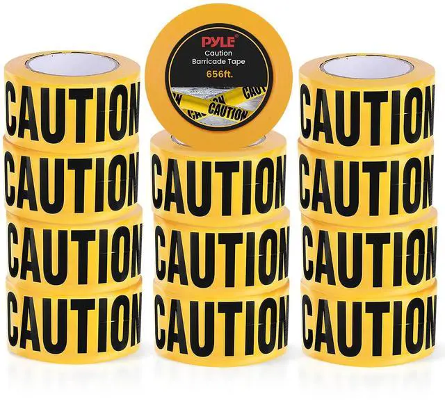 Main image of Pyle 12 Pieces Yellow Caution Do Not Enter Tape Set - 656 Foot Long Tape Roll Suitable for a Wide Range of Applications, Including Roadworks, Events, and Hazardous Areas