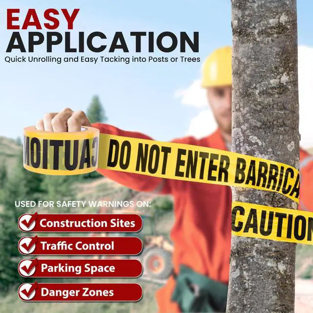 Alt view image 5 of 5 - Pyle 12 Pieces Yellow Caution Do Not Enter Tape Set - 656 Foot Long Tape Roll Suitable for a Wide Range of Applications, Including Roadworks, Events, and Hazardous Areas