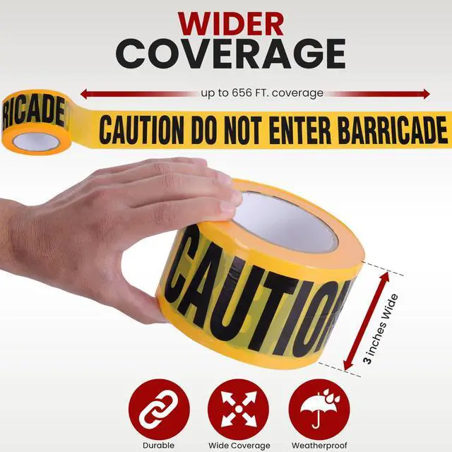 Alt view image 2 of 5 - Pyle 12 Pieces Yellow Caution Do Not Enter Tape Set - 656 Foot Long Tape Roll Suitable for a Wide Range of Applications, Including Roadworks, Events, and Hazardous Areas