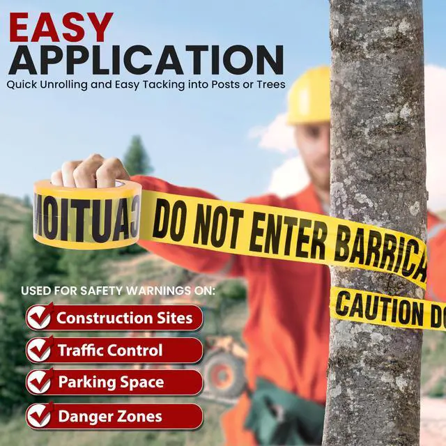 Alt view image 5 of 5 - Pyle Caution Tape Yellow, Caution Do Not Enter 200 Meter Roll of Non-Adhesive Safety Barricade Warning Tape, Highly Durable & Visible for Indoor/Outdoor Use 8 pc