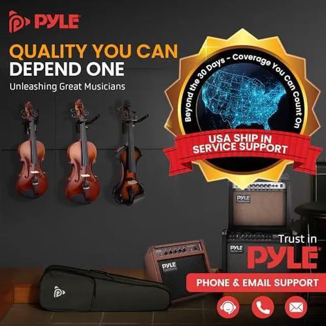 Alt view image 7 of 7 - Pyle 1/4 Size Beginner Violin Starter Kit, Violin Starter Package with Travel Case & Bow, Extra Strings, Digital Tuner, Shoulder Rest & Cleaning Cloth for Students, Kids, Adults